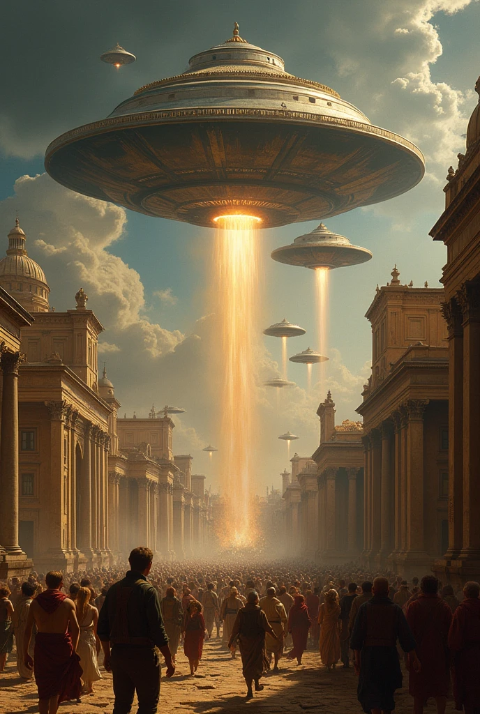 Destruction of Rome by UFOs Renaissance painting