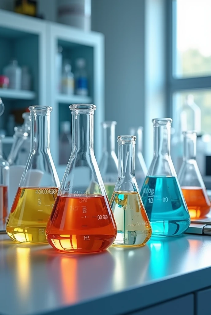 Prepare solutions: Represent flasks or beakers with labels for each concentration of ascorbic acid. Add pipettes and the chemical.