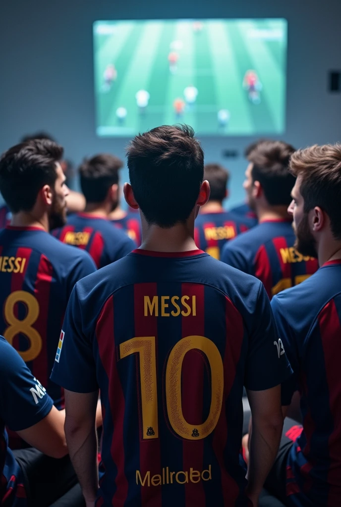 Messi with the team watching Barça 24/25