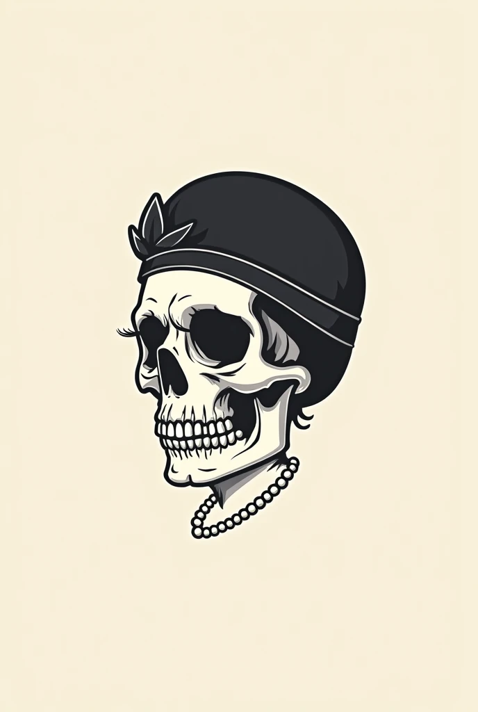 Logo , that has a skull on the front with feminine accessories , minimalist , motorcyclist