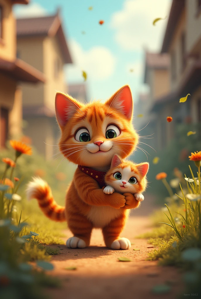 Create an animated story about a kitty who wants to save her kitten