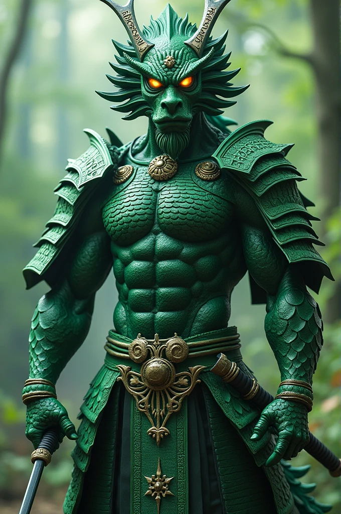 <lora:NagaSDXL:1.0>digital illustration, naga, man, working as a hybrid, fullbody, serious, green hair, tibetan skin, in foggy harbor