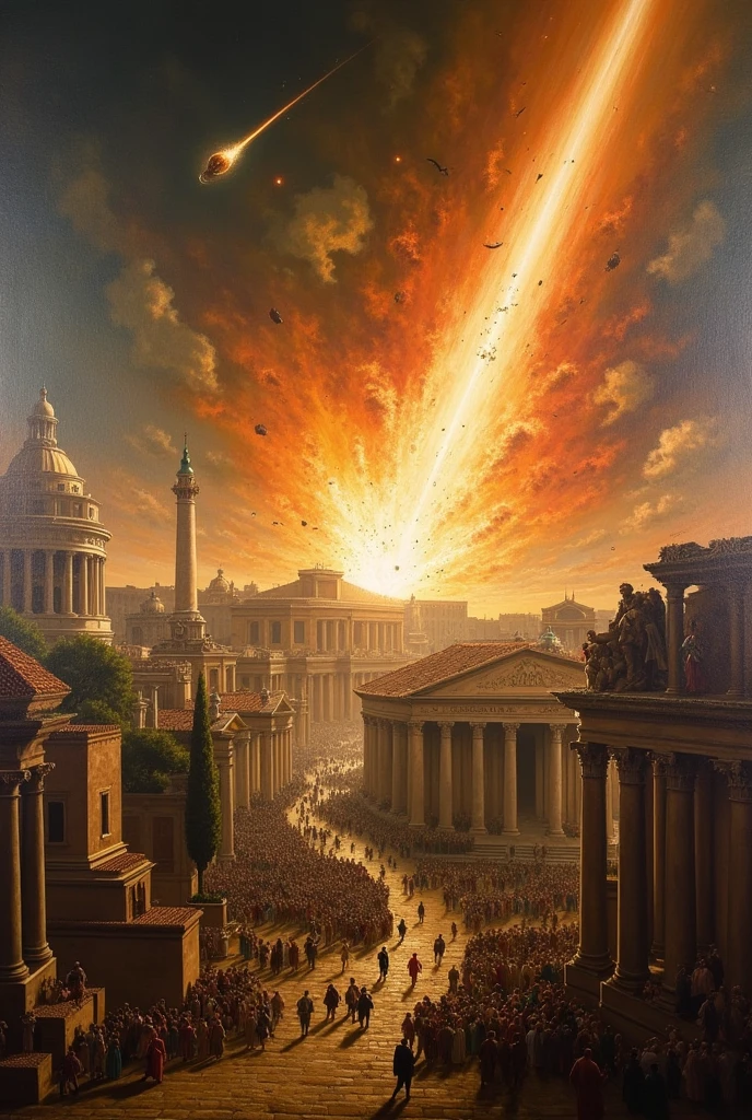 Destruction of Rome by a meteorite Renaissance painting