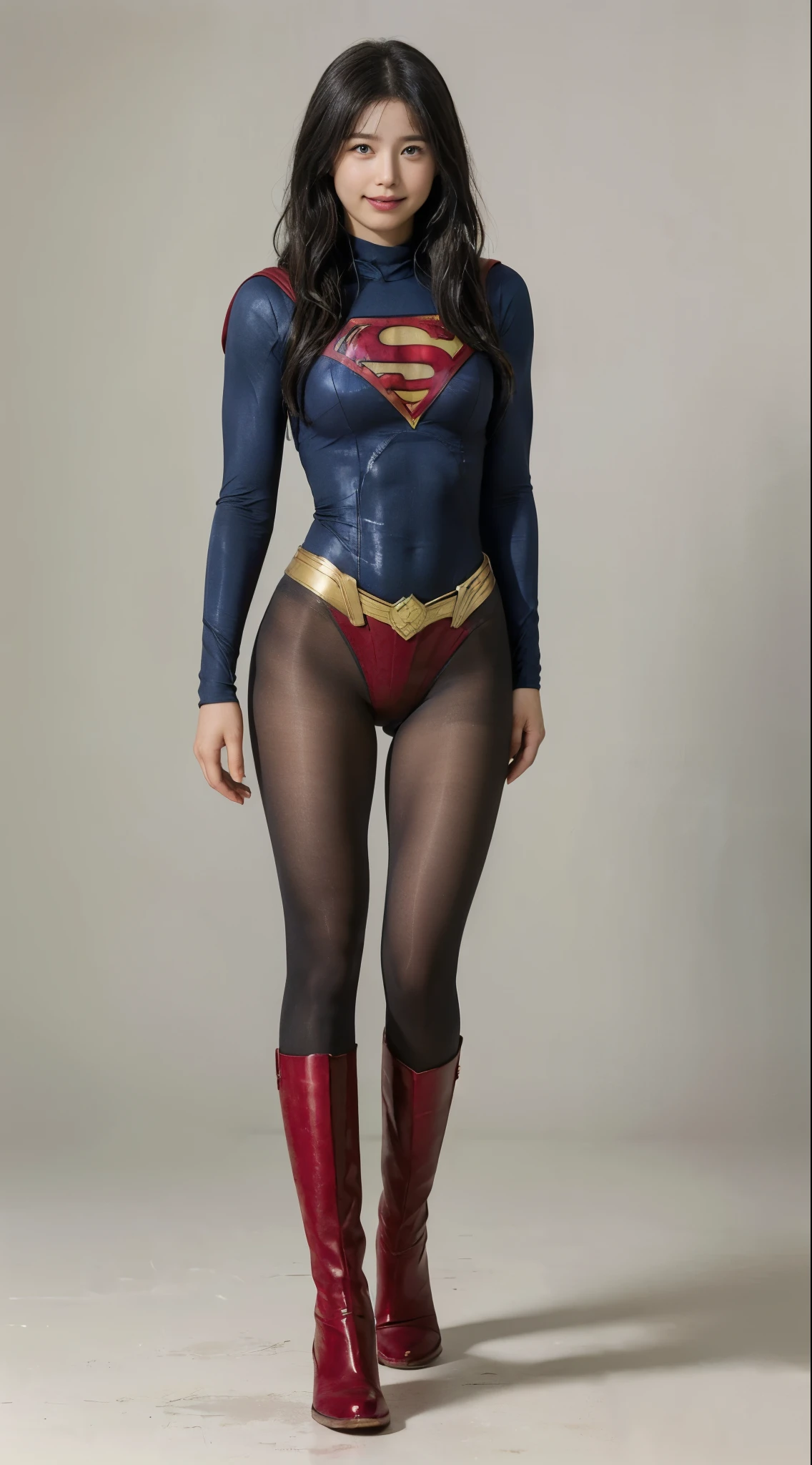 No background、(((Looking down、Looking down)))、(((Beautiful legs in black tights.)))、(((Legally express the beauty of your smile)))、((((Make the most of your original images)))、(((Supergirl Costume)))、(((Beautiful short bob hair)))、(((suffering)))、(((Please wear black tights....、Wear red boots)))、((Best image quality、8k))、((Highest quality、8k、masterpiece:1.3))、(((Preserve background )))、Sharp focus:1.2、Beautiful woman with perfect figure:1.4、Slim Abs:1.2、Wet body:1.5、Highly detailed face and skin texture、8k