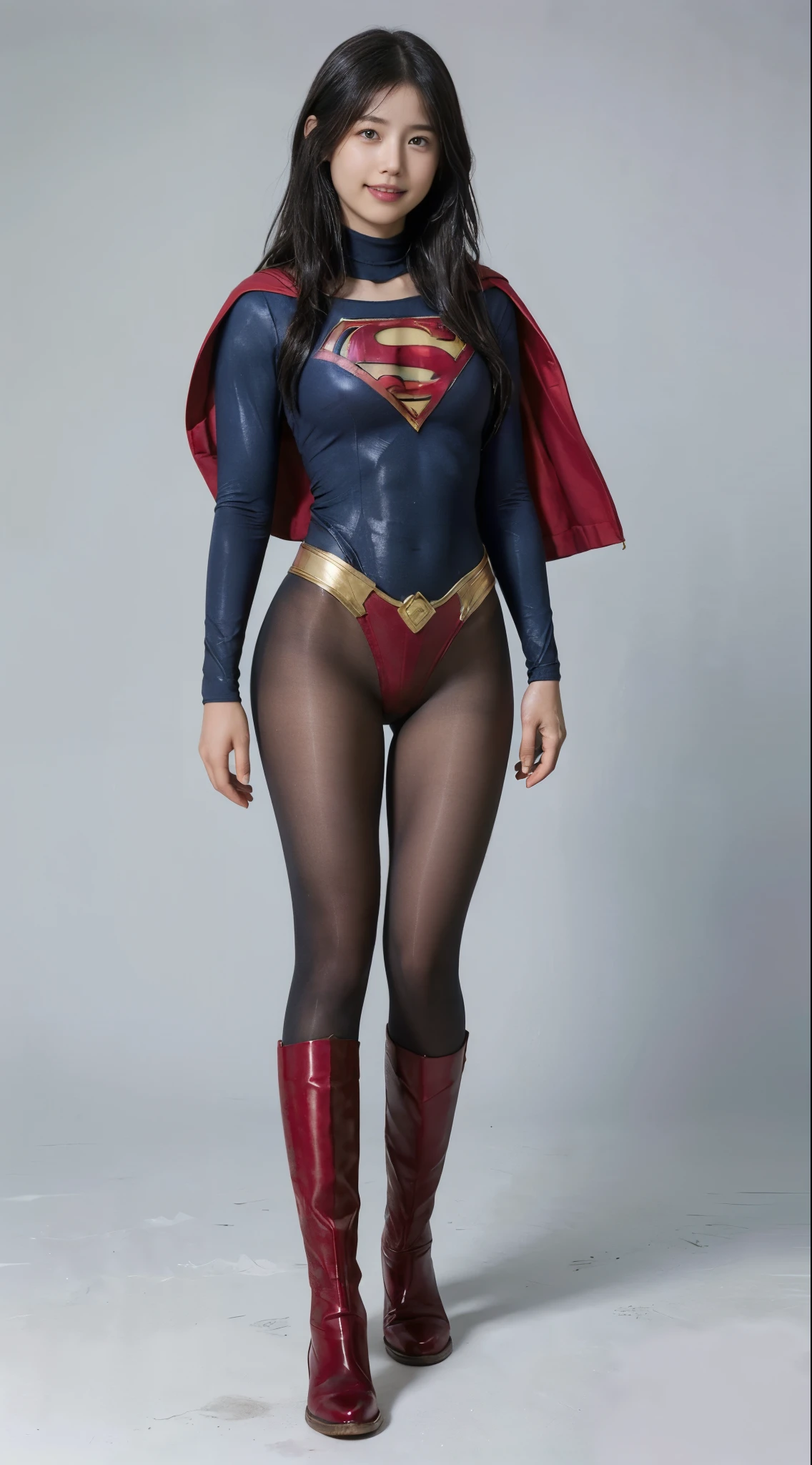 No background、(((Looking down、Looking down)))、(((Beautiful legs in black tights.)))、(((Legally express the beauty of your smile)))、((((Make the most of your original images)))、(((Supergirl Costume)))、(((Beautiful short bob hair)))、(((suffering)))、(((Please wear black tights....、Wear red boots)))、((Best image quality、8k))、((Highest quality、8k、masterpiece:1.3))、(((Preserve background )))、Sharp focus:1.2、Beautiful woman with perfect figure:1.4、Slim Abs:1.2、Wet body:1.5、Highly detailed face and skin texture、8k