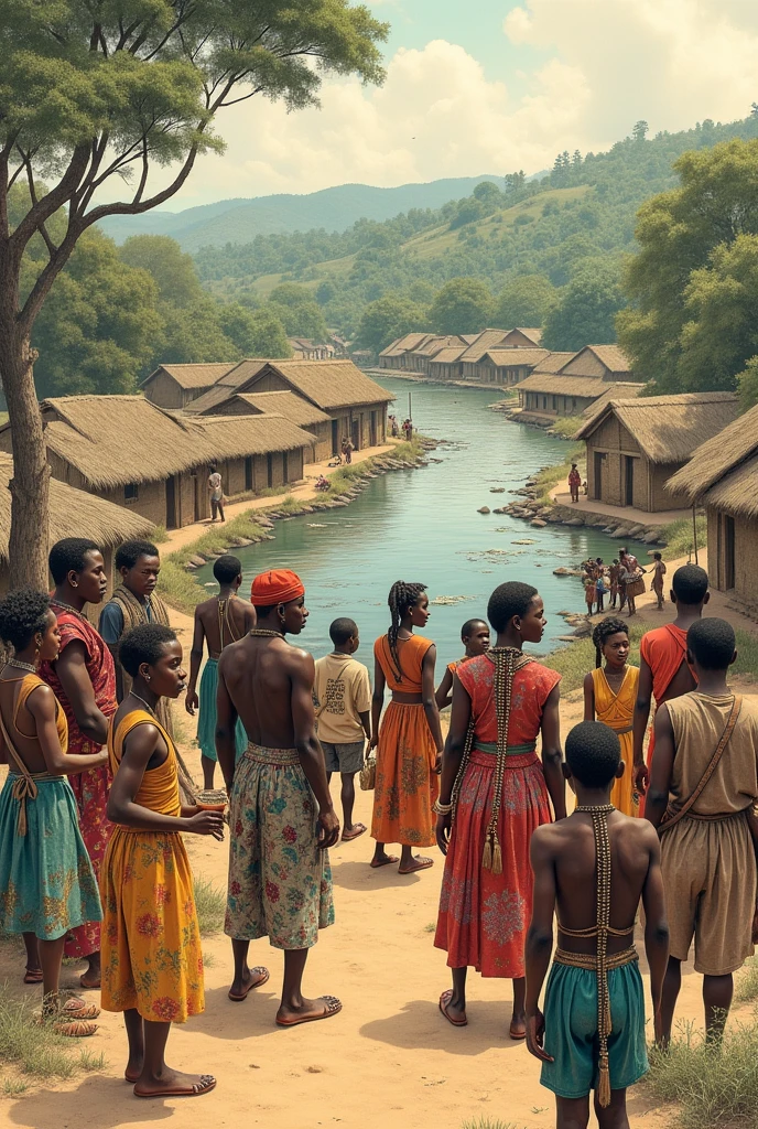 People of Belgian Congo and Zaire in drawing