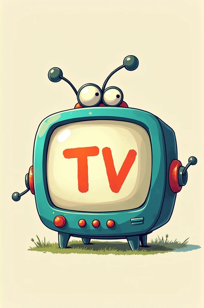 A cartoonish television with TV written inside