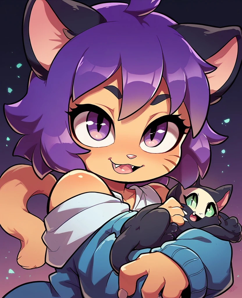 adult, feline, mammal, anthro, anthromorphic, snow, leopard, striped_feline, fur, furred_anthro, fluffy_tail. femboy, male, bangs, ear_tufts, blue_nose, blue_fingers, hair_tuft, hair_between_eyes, short_tail, fluffy, feline_ears, expressive_eyes, purple_hair, light looking_at_viewer, legs, legs_visible, thighs, blue_paws, blue_fur, shy, small_pupils, spotted_pattern, stripes, tail, tail_connected_to_body tiger_stripes, digital_art, high_resolution, high_res, moon_background, fit, thigh_high, thigh_high_socks, blue_thigh_high_socks, light_blue_and_white_striped