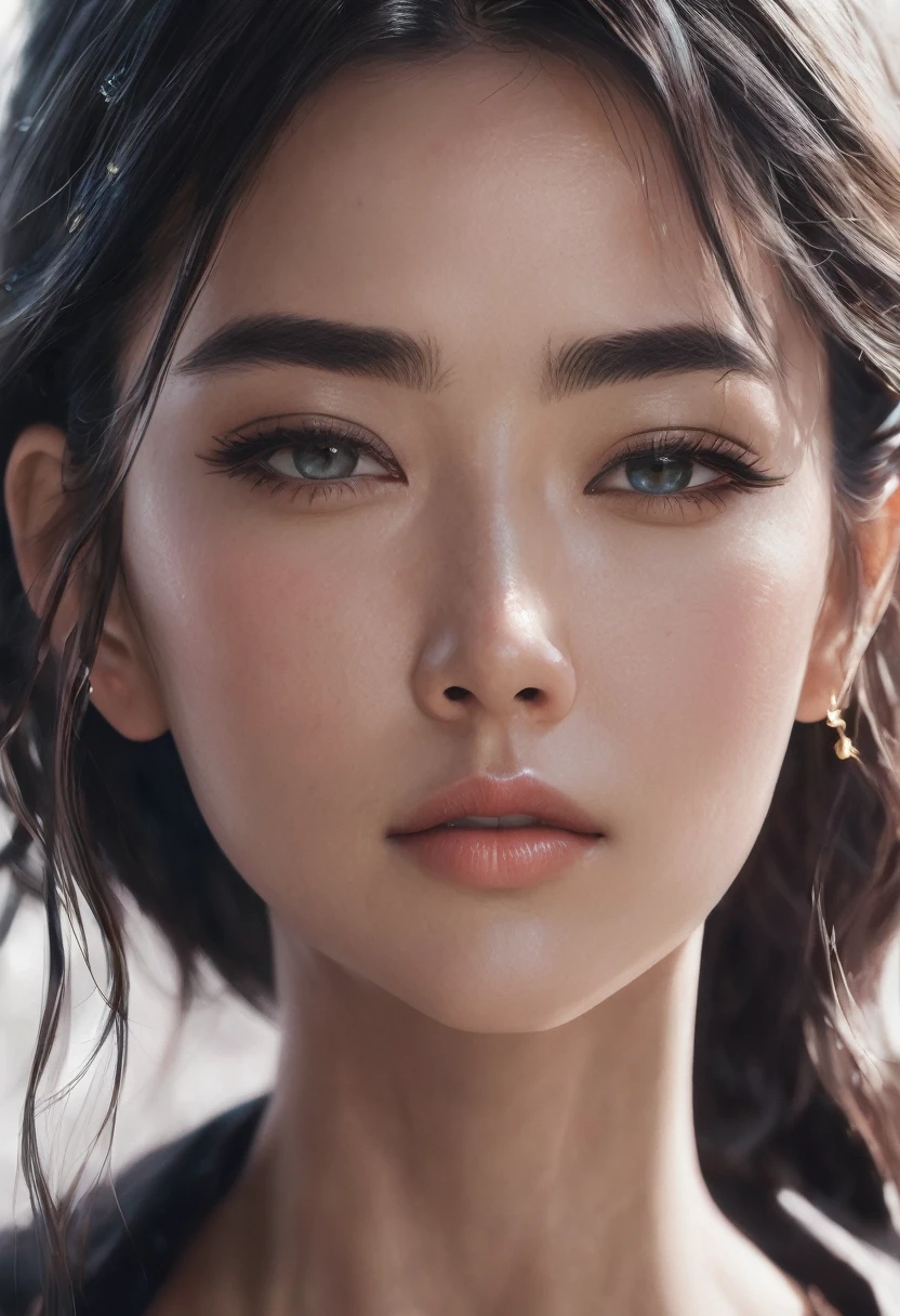 a closeup of a woman , Digital art inspired by WLOP, trend on CGSociety, Digital art, 🤤 Portrait of woman, beautiful detailed body and face, beautiful Digital artwork, guweiz style artwork, realistic Digital art 4k, realistic Digital art 4 k, awesome anime face portrait, Beautiful soft lighting, beautiful digital illustration