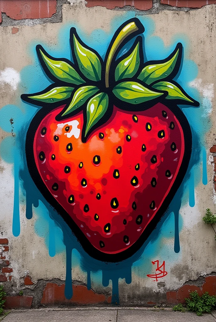 A street graffiti strawberry symbol