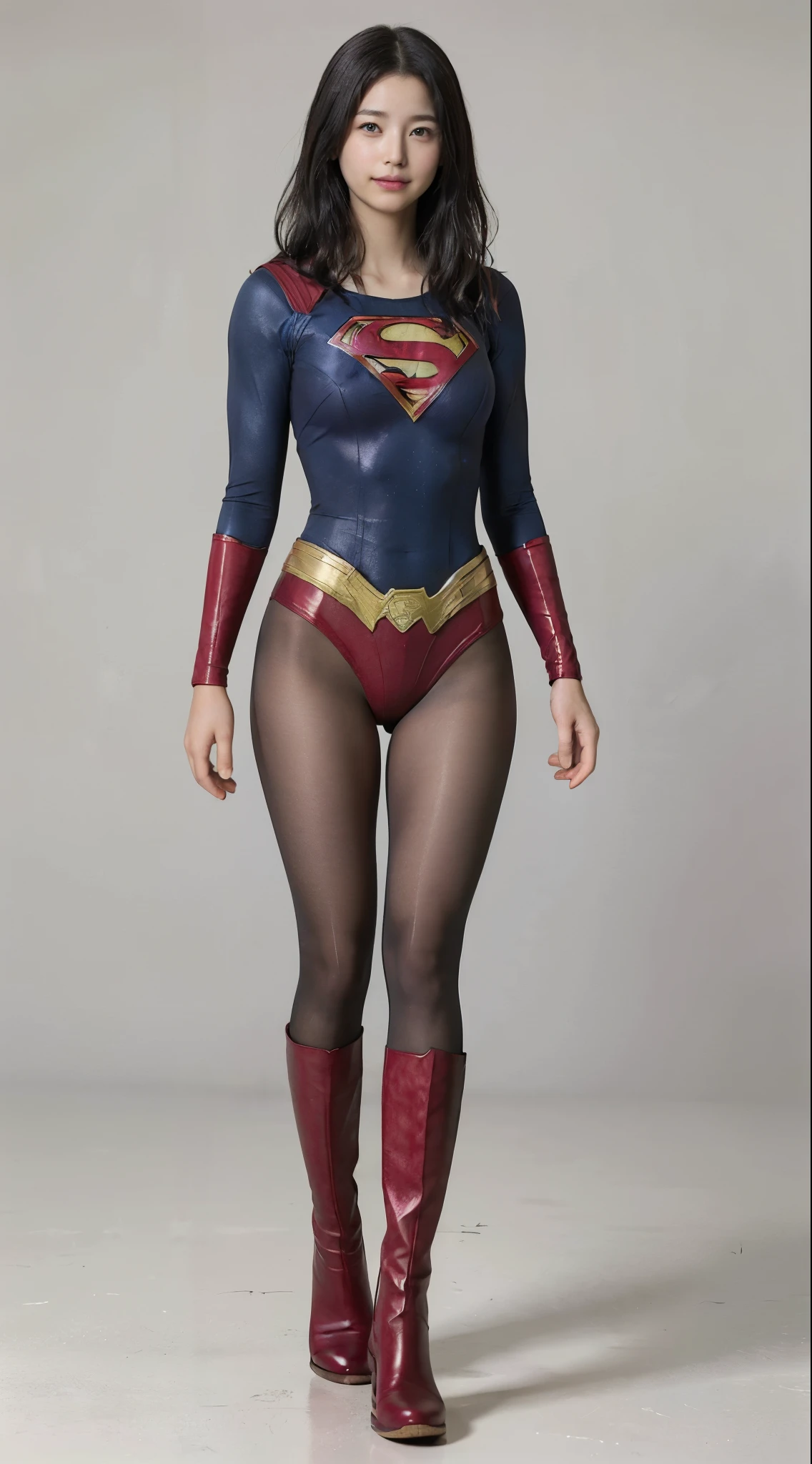 No background、(((Looking down、Looking down)))、(((Beautiful legs in black tights.)))、(((Legally express the beauty of your smile)))、((((Make the most of your original images)))、(((Supergirl Costume)))、(((Beautiful short bob hair)))、(((suffering)))、(((Please wear black tights....、Wear red boots)))、((Best image quality、8k))、((Highest quality、8k、masterpiece:1.3))、(((Preserve background )))、Sharp focus:1.2、Beautiful woman with perfect figure:1.4、Slim Abs:1.2、Wet body:1.5、Highly detailed face and skin texture、8k