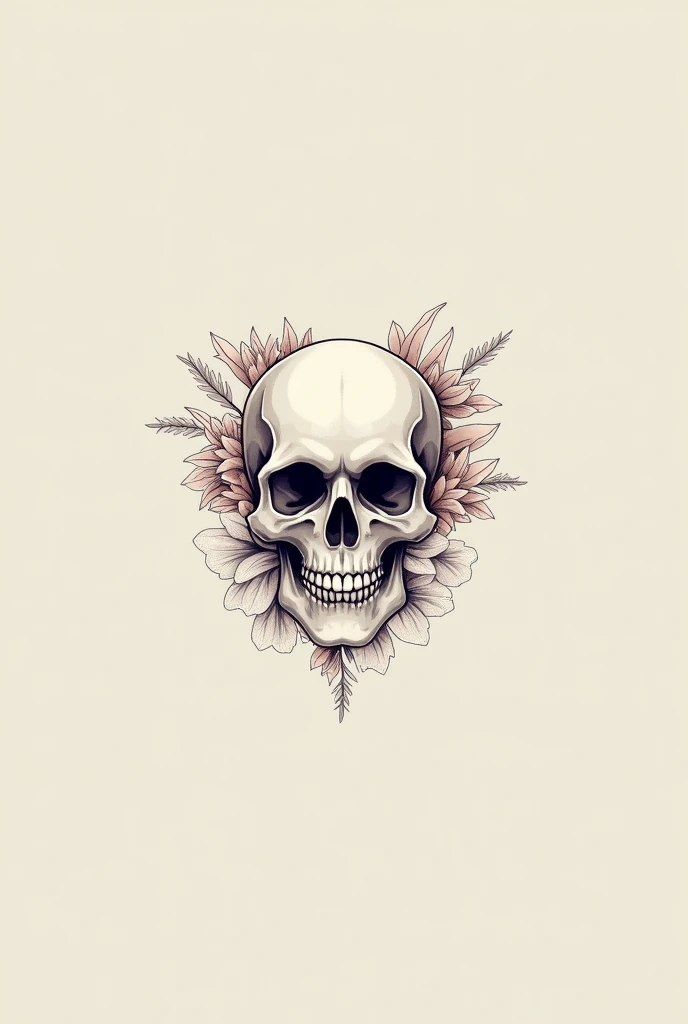 Logo   , that has a skull on the front with feminine elements and accessories , minimalist , motorcycle 