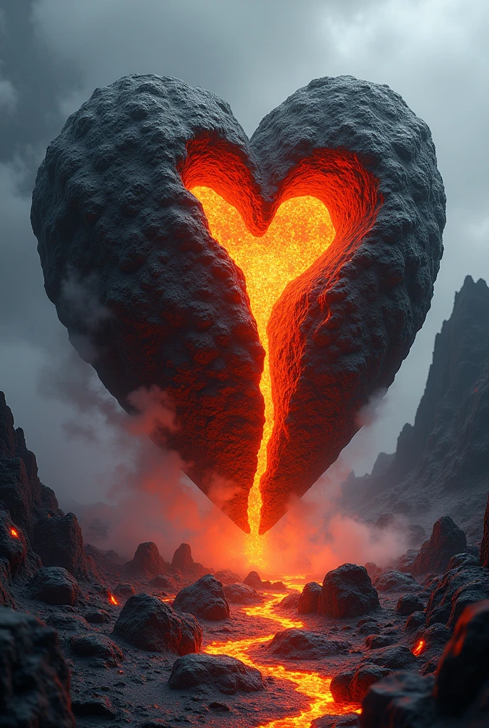Heart of stone with lava