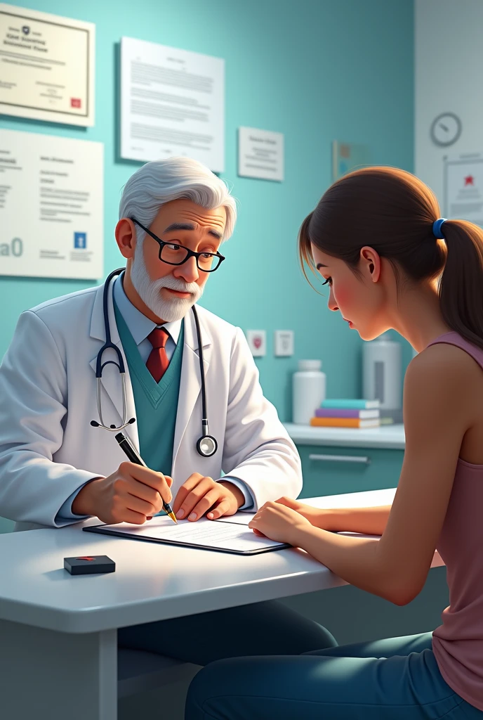 Doctor gives prescriptions