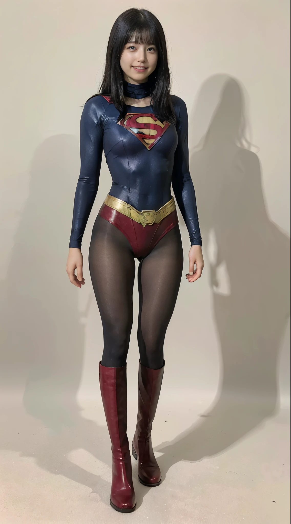 No background、(((Looking down、Looking down)))、(((Beautiful legs in black tights.)))、(((Legally express the beauty of your smile)))、((((Make the most of your original images)))、(((Supergirl Costume)))、(((Beautiful short bob hair)))、(((suffering)))、(((Please wear black tights....、Wear red boots)))、((Best image quality、8k))、((Highest quality、8k、masterpiece:1.3))、(((Preserve background )))、Sharp focus:1.2、Beautiful woman with perfect figure:1.4、Slim Abs:1.2、Wet body:1.5、Highly detailed face and skin texture、8k