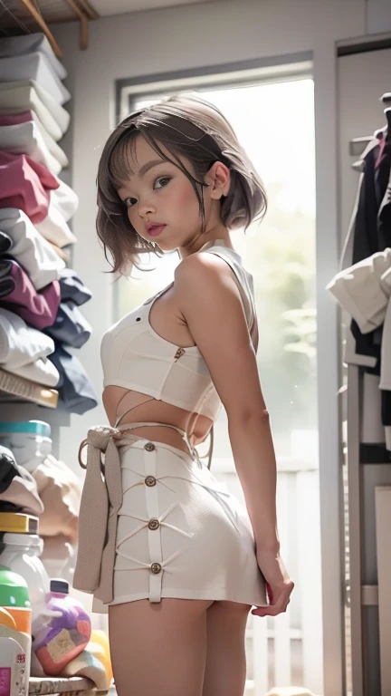 (Asian boyish)、(cute:1.2)、, high quality, A realistic masterpiece, 足と手首をTied up少女, Beautiful  skinny girl with cute face wearing スカート showing legs, Innocent and playful eyes, Wearing neon futuristic robotic tactical shear cyber punk bikini, Abdominal muscles, famous in japan, Beautiful Face, BDSM, Tied up, cyber punk, mini skirt, Twist up，Transparent Dress, Put your arms behind your back, Suppressed, shibari, Rope Bondage
