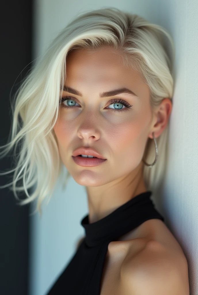 Platinum blond woman taking a selfie