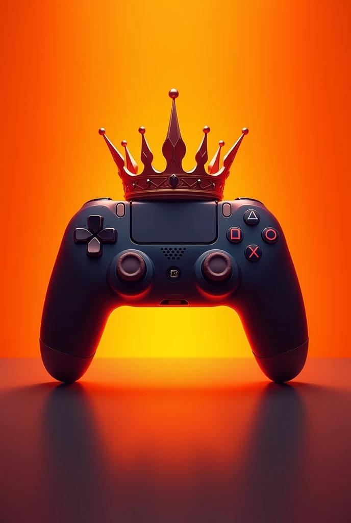A video game controller with a crown on top, I draw in orange gradient