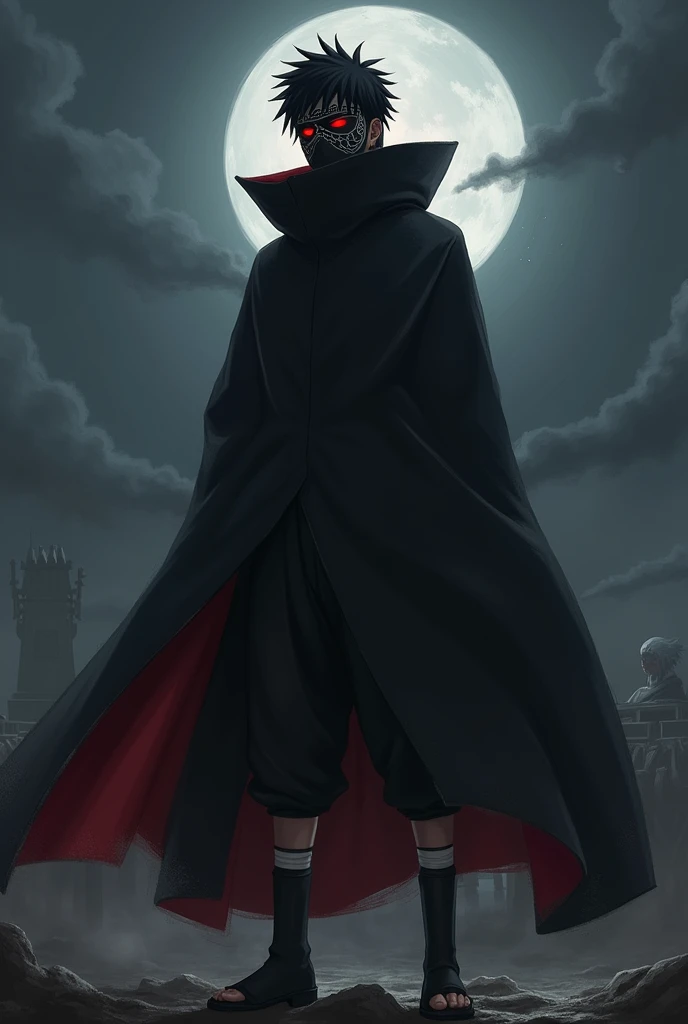 Draw Tobi from Akatsuki, but with the mask having two eye holes.