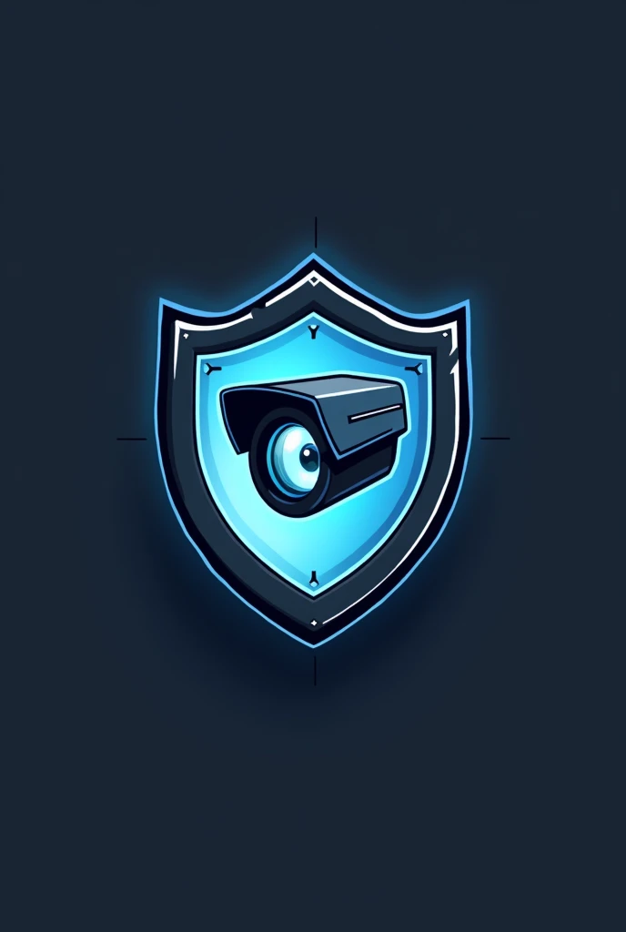 A logo, security camera inside a shield, a different camera