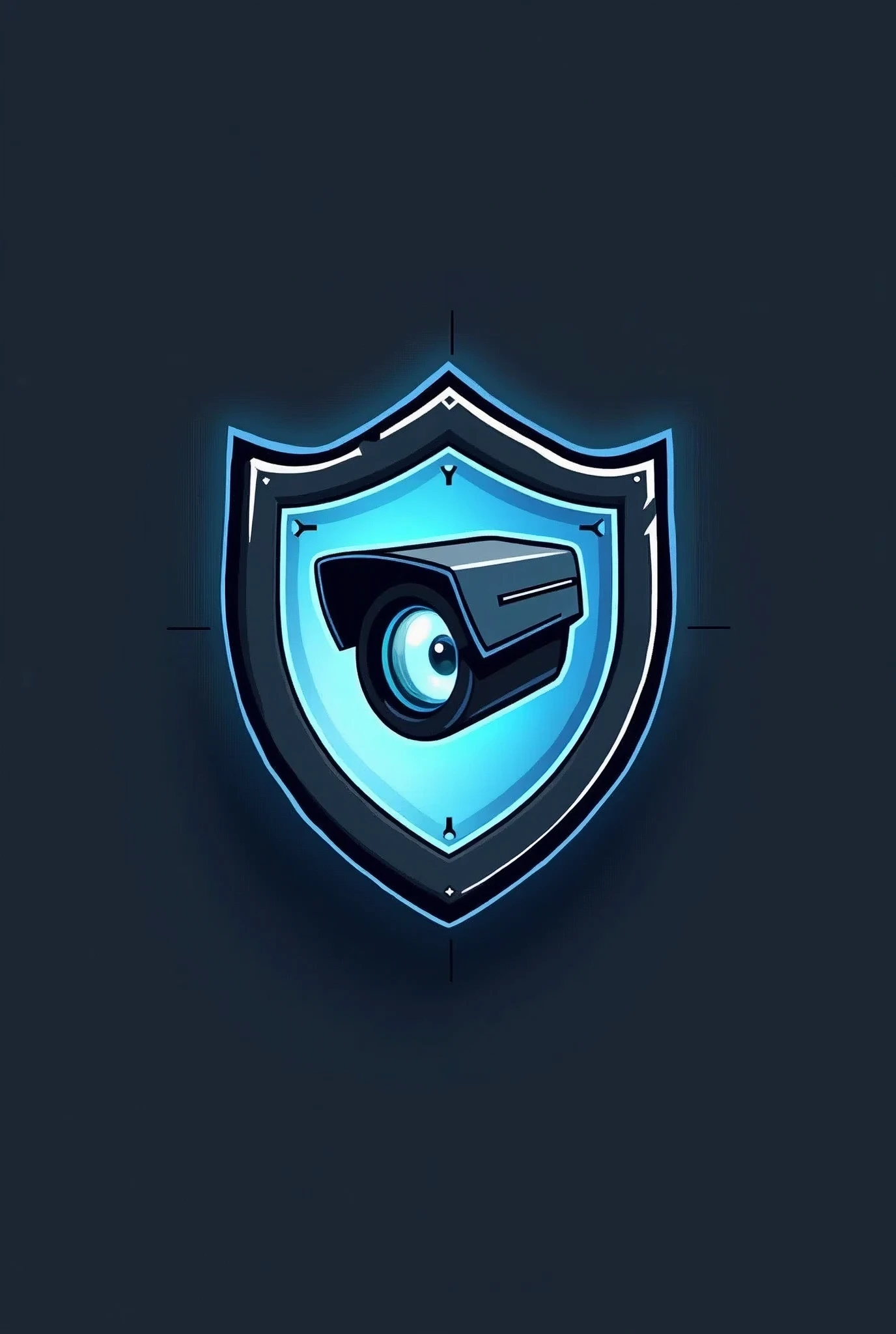 A logo, security camera inside a shield, a different camera

