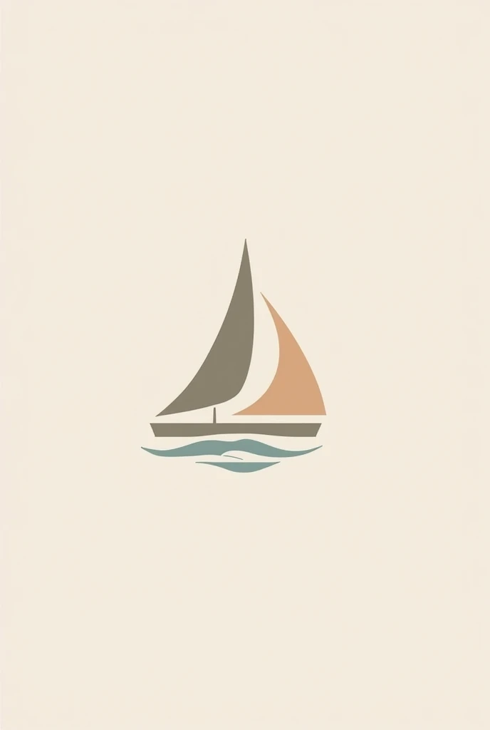 Create a logo for archtecture agent with a sailboat in minimalist geometrical art, using soft pastel colors and the name brand "BROGNI DECOR"