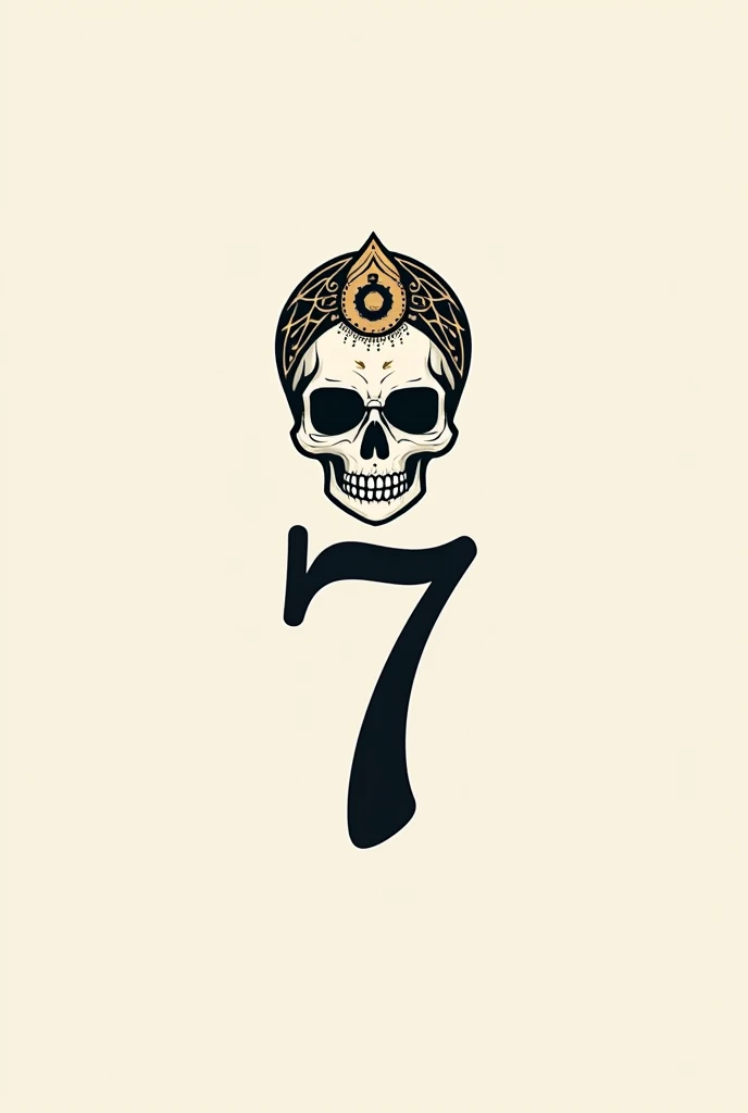 Logo minimalist , that has a skull on the front with feminine elements and accessories , minimalist , motorcycle that has something related to the number 7