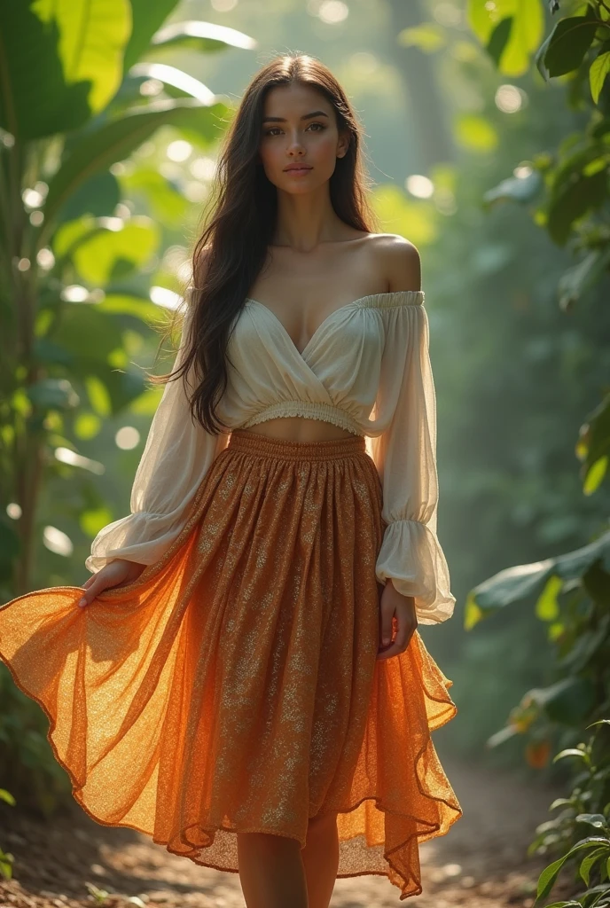 Woman in a short Muslim skirt