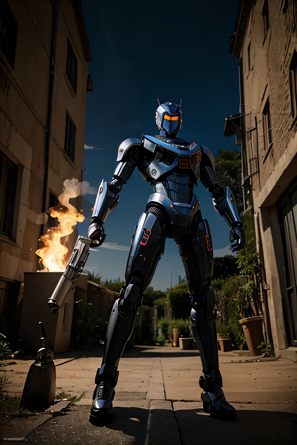robot bugatti warrior with gun unreal ambient