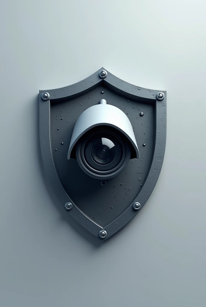 A logo, security camera inside a shield, a different camera, um escudo most realistic, most realistic