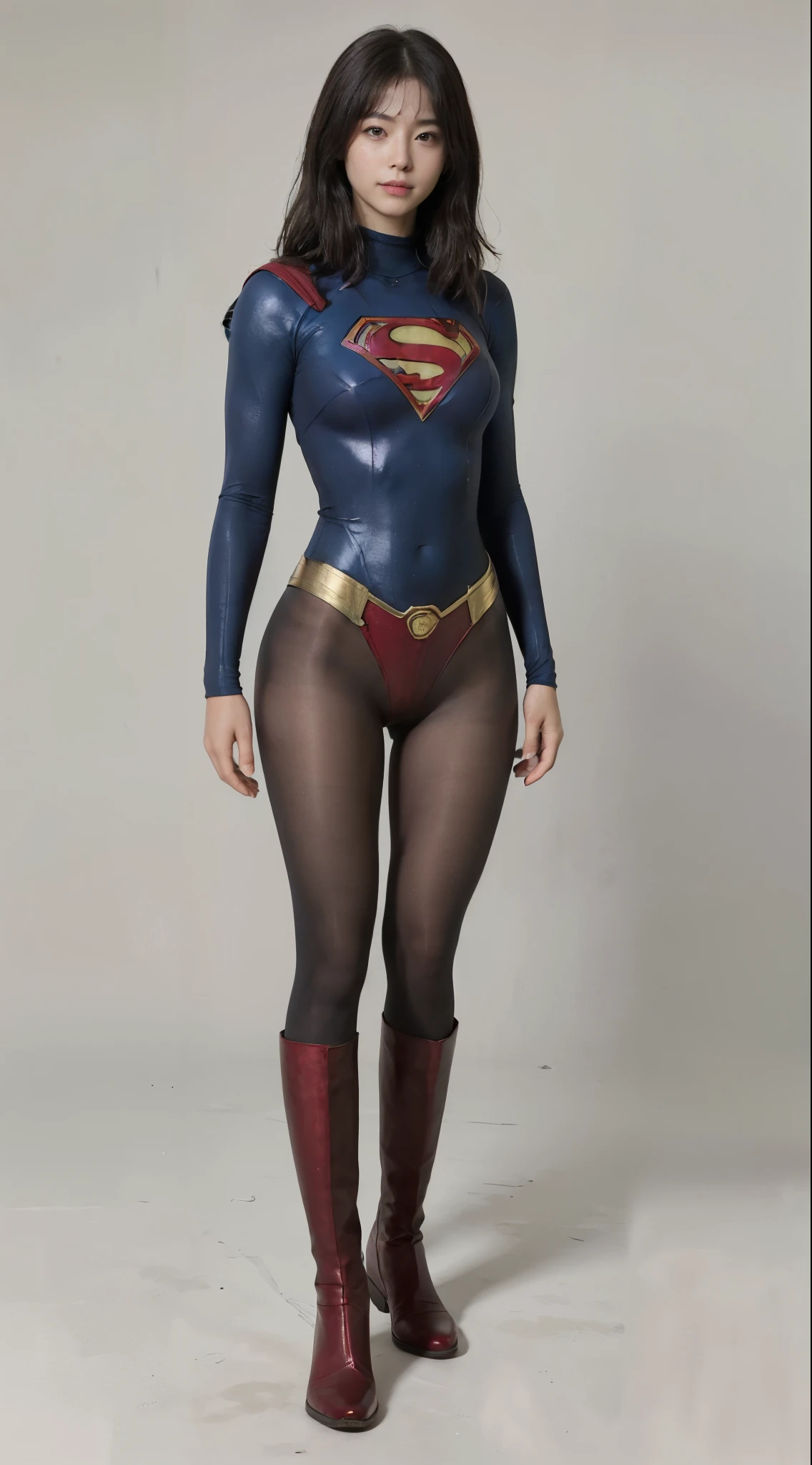 No background、(((Looking down、Looking down)))、(((Beautiful legs in black tights.)))、(((Legally express the beauty of your smile)))、((((Make the most of your original images)))、(((Supergirl Costume)))、(((Beautiful short bob hair)))、(((suffering)))、(((Please wear black tights....、Wear red boots)))、((Best image quality、8k))、((Highest quality、8k、masterpiece:1.3))、(((Preserve background )))、Sharp focus:1.2、Beautiful woman with perfect figure:1.4、Slim Abs:1.2、Wet body:1.5、Highly detailed face and skin texture、8k