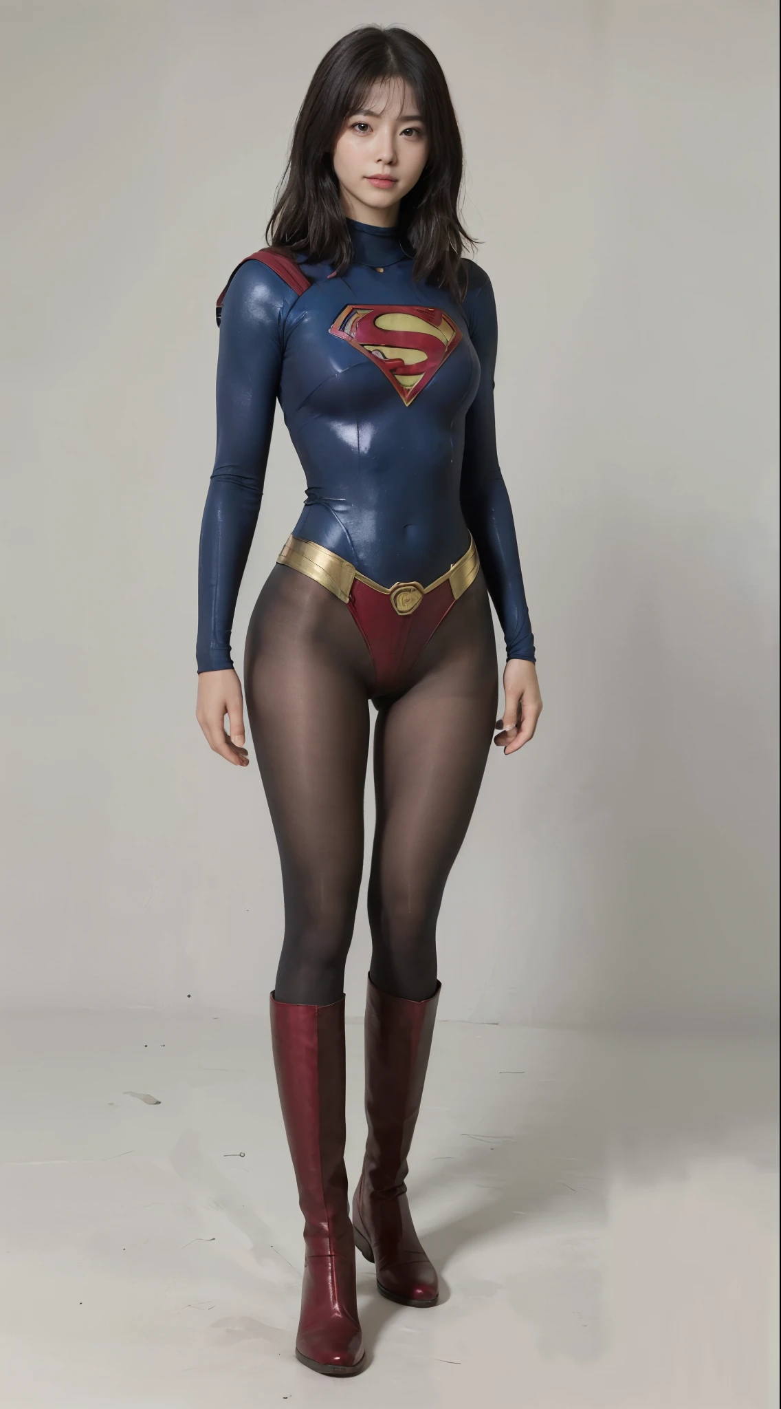 No background、(((Looking down、Looking down)))、(((Beautiful legs in black tights.)))、(((Legally express the beauty of your smile)))、((((Make the most of your original images)))、(((Supergirl Costume)))、(((Beautiful short bob hair)))、(((suffering)))、(((Please wear black tights....、Wear red boots)))、((Best image quality、8k))、((Highest quality、8k、masterpiece:1.3))、(((Preserve background )))、Sharp focus:1.2、Beautiful woman with perfect figure:1.4、Slim Abs:1.2、Wet body:1.5、Highly detailed face and skin texture、8k