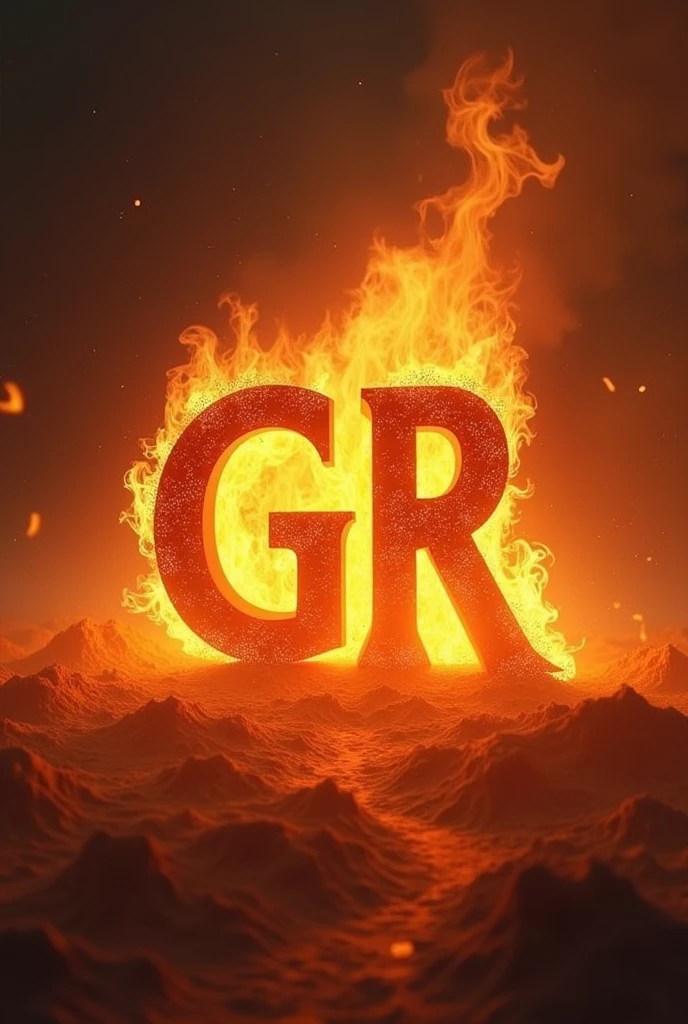 LETTERS "GR" wrapped in bottomless fire