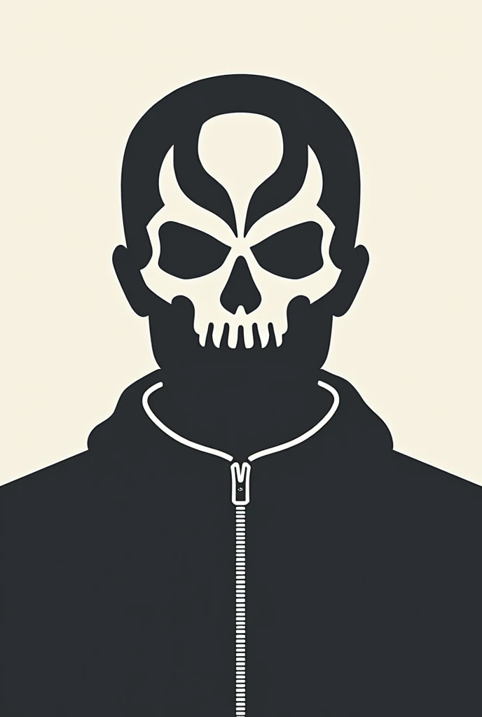 Logo  minimalist , that has a forehead skull , minimalist , motorcyclist 