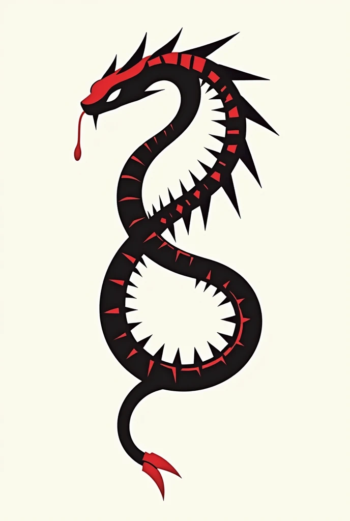DESIGN FOR A STRAIGHT SNAKE TATTOO WITH BLACK AND RED SPINES