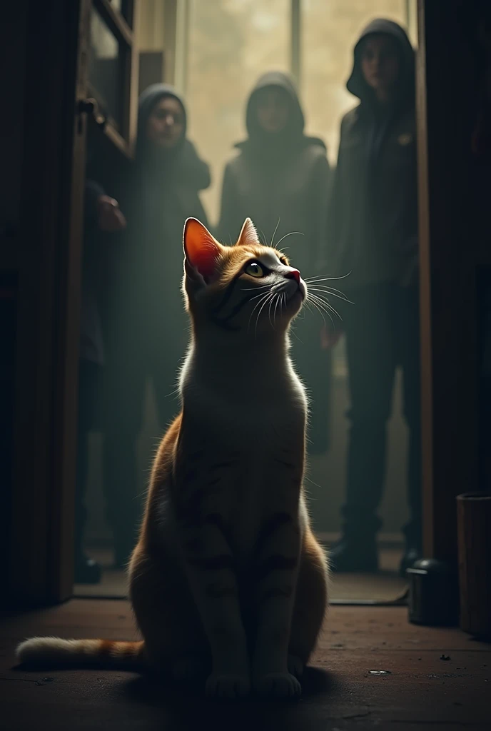 Cat looking up in the background written group anniversary covert