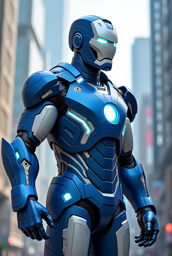 IRON MAN COLOR BLUE,white, silver, celeste y silver