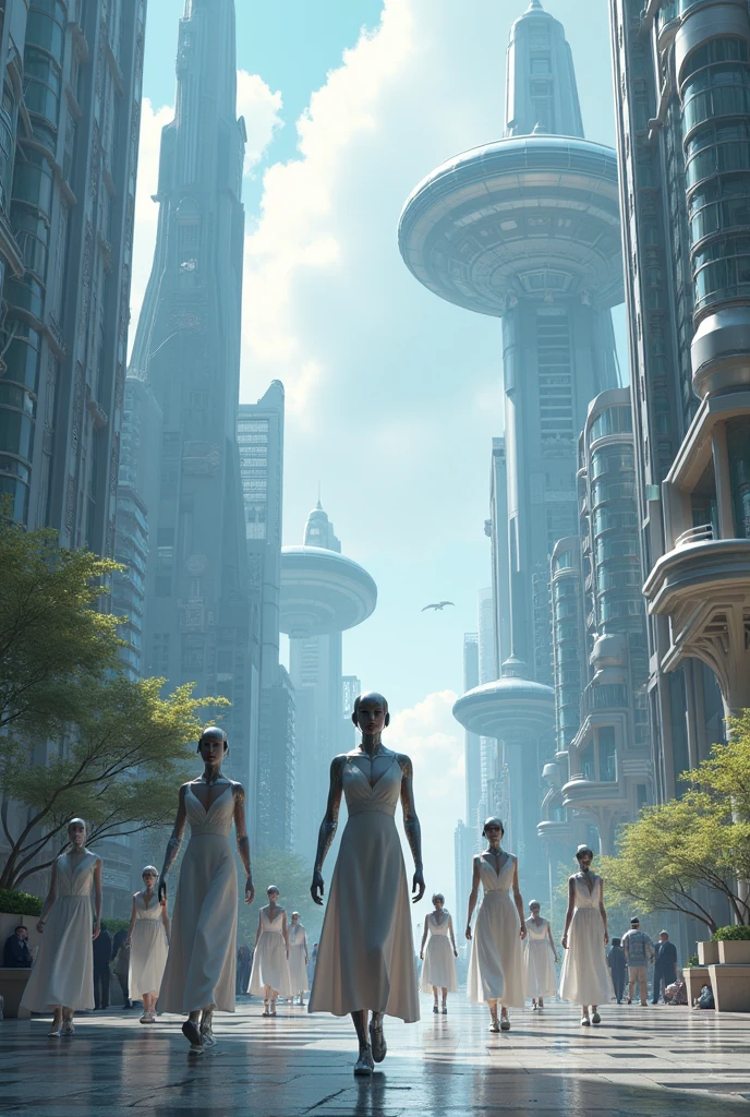 Create an anime-style image of a species of an evolved branch of Homo sapiens, which developed in a low gravity environment, as a space colony on a planet with less gravitational pull than Earth.