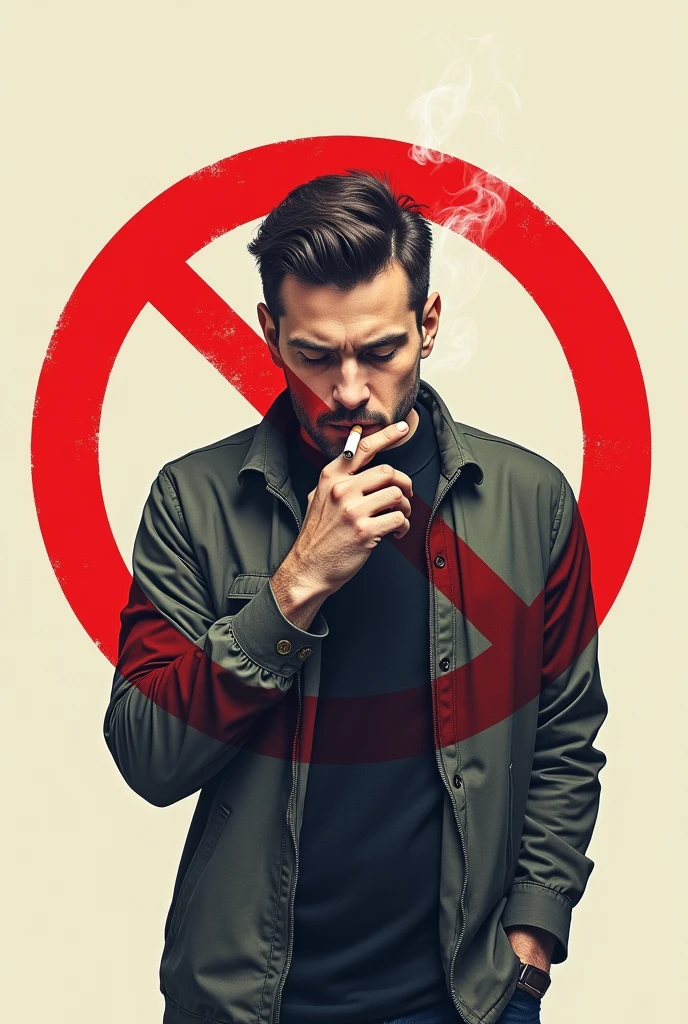 Person smoking with the no symbol in front of them