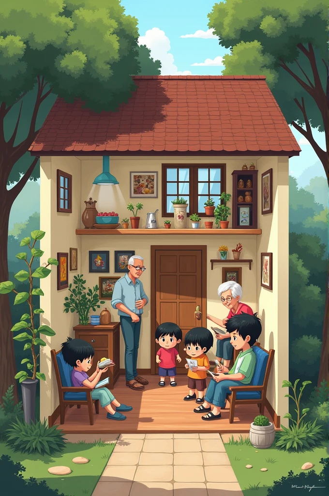 Family crammed into a small house 