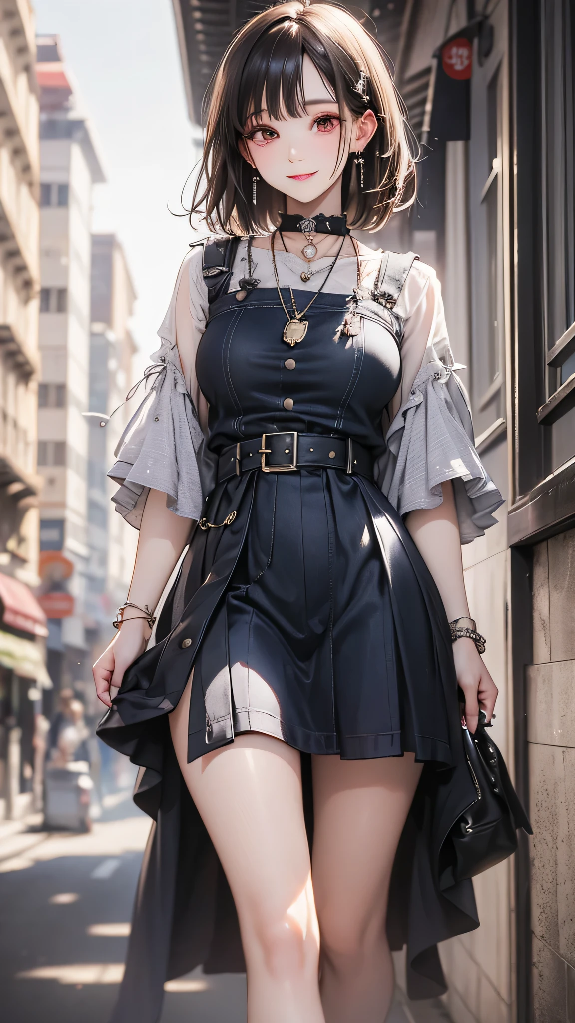 photograph, Highest quality, Urban woman , photo of beautiful , casual, smile, View your viewers, Perfect Face, Perfect Eyes, Sharp focus, Complex, Attention to detail, dramatic, Realistic,