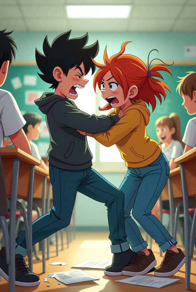 Physical fight and angry educational image that is animated