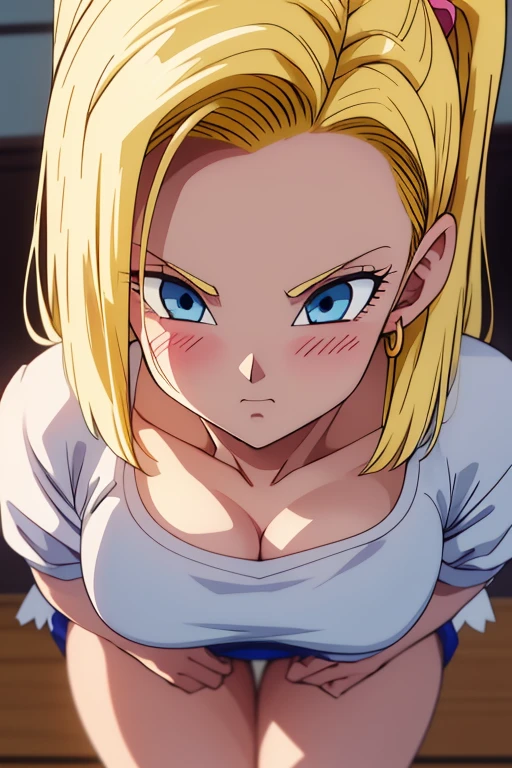 chest, Shortcuts, blue eyes, blonde, Bunny ears, Highest quality, blush, 大きなchest, , Anime Style, Android 18,大きなchest, Heavy breathing, Look closer, Twin tails, Accurate, High resolution, Attention to detail, Frowning, Tsundere, Earrings,whole body,Thighs
