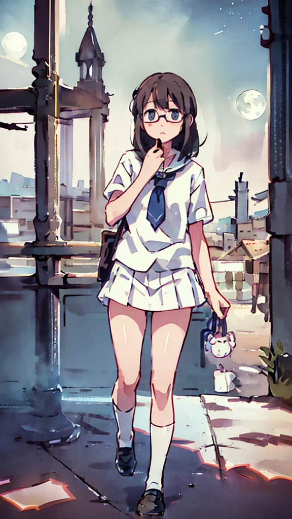 Sanctuary、Dazzling Light、Many towers in the distance、Big Moon、metropolis、Tall buildings、Looking up at the stars、water、Midnight、Moon、Blue light、sky、sea、Nsfw、masterpiece, high quality, 4K, HDR,, Stable Diffusion prompt: schoolgirl with short、brown hair and red-framed glasses, wearing a white blouse and navy skirt, white panties visible, navy socks and brown loafers, in a state of arousal and trembling with sexual climax,simple illustration style, In a nichijou (everyday life) Setting Image generation AI model used: Stable Diffusion (eleet- model)
id: i2