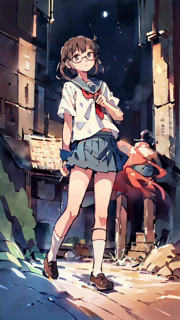 Sanctuary、Dazzling Light、Many towers in the distance、Big Moon、metropolis、Tall buildings、Looking up at the stars、water、Midnight、Moon、Blue light、sky、sea、Nsfw、masterpiece, high quality, 4K, HDR,, Stable Diffusion prompt: schoolgirl with short、brown hair and red-framed glasses, wearing a white blouse and navy skirt, white panties visible, navy socks and brown loafers, in a state of arousal and trembling with sexual climax,simple illustration style, In a nichijou (everyday life) Setting Image generation AI model used: Stable Diffusion (eleet- model)
id: i2