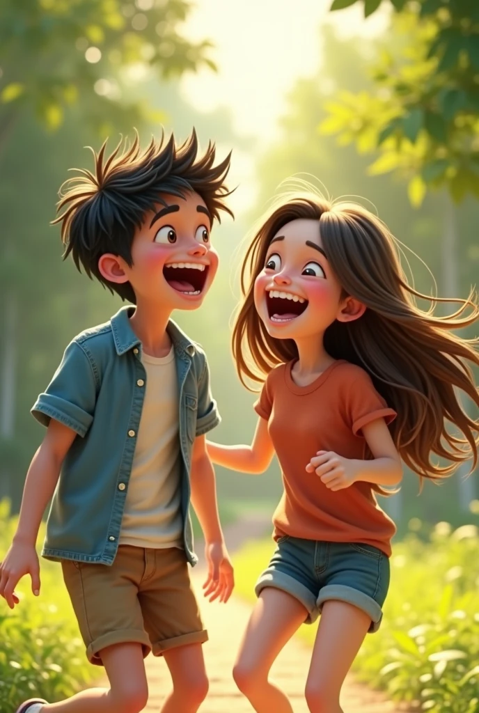 Two teenage friends having fun