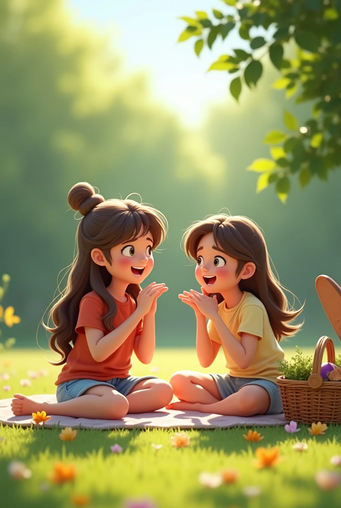 Two young teenage friends having fun