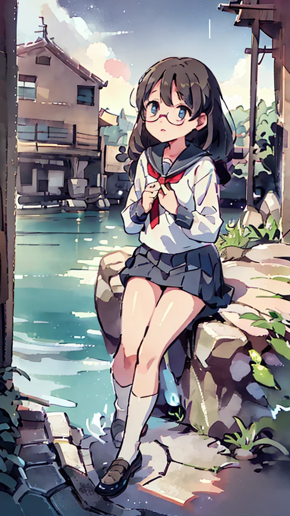 Seaside、Sanctuary、Dazzling Light、Many towers in the distance、Big Moon、metropolis、Tall buildings、Looking up at the stars、water、Midnight、Moon、Blue light、sky、sea、Nsfw、masterpiece, high quality, 4K, HDR,, Stable Diffusion prompt: schoolgirl with short、brown hair and red-framed glasses, wearing a white blouse and navy skirt, white panties visible, navy socks and brown loafers, in a state of arousal and trembling with sexual climax,simple illustration style, In a nichijou (everyday life) Setting Image generation AI model used: Stable Diffusion (eleet- model)
id: i2