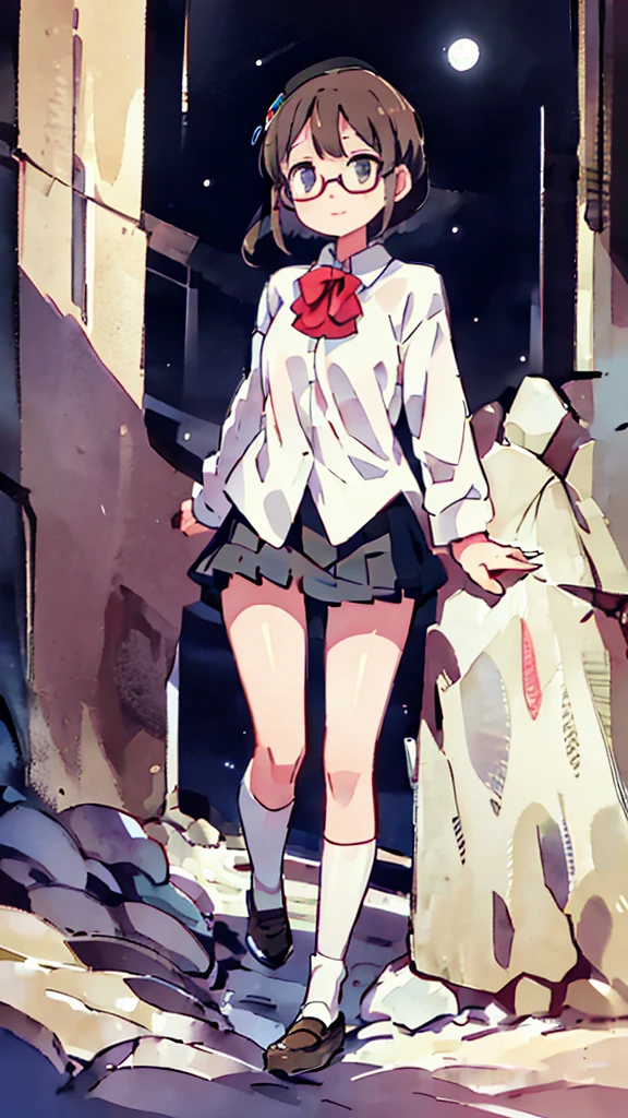 Seaside、Sanctuary、Dazzling Light、Many towers in the distance、Big Moon、metropolis、Tall buildings、Looking up at the stars、water、Midnight、Moon、Blue light、sky、sea、Nsfw、masterpiece, high quality, 4K, HDR,, Stable Diffusion prompt: schoolgirl with short、brown hair and red-framed glasses, wearing a white blouse and navy skirt, white panties visible, navy socks and brown loafers, in a state of arousal and trembling with sexual climax,simple illustration style, In a nichijou (everyday life) Setting Image generation AI model used: Stable Diffusion (eleet- model)
id: i2