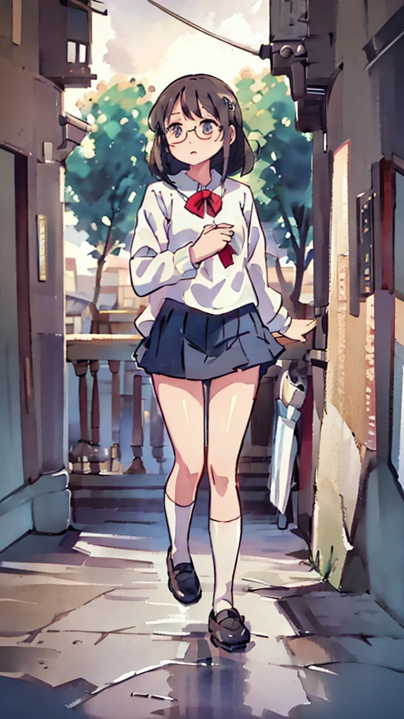 Seaside、Sanctuary、Dazzling Light、Many towers in the distance、Big Moon、metropolis、Tall buildings、Looking up at the stars、water、Midnight、Moon、Blue light、sky、sea、Nsfw、masterpiece, high quality, 4K, HDR,, Stable Diffusion prompt:  schoolgirl with short、brown hair and red-framed glasses, wearing a white blouse and navy skirt, white panties visible, navy socks and brown loafers, in a state of arousal and trembling with sexual climax,simple illustration style, In a nichijou (everyday life) Setting Image generation AI model used: Stable Diffusion (eleet- model)

id: i2